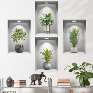 PACK OF 3 Tropical Green Plant Wall Stickers