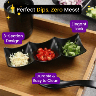 PACK OF 2 (3 Grid Sauce Dish Black)